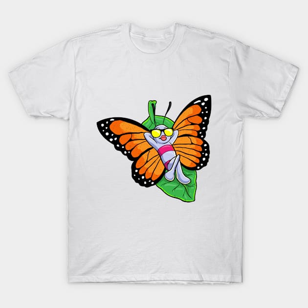 Butterfly at Sunbathing with Sunglasses T-Shirt by Markus Schnabel